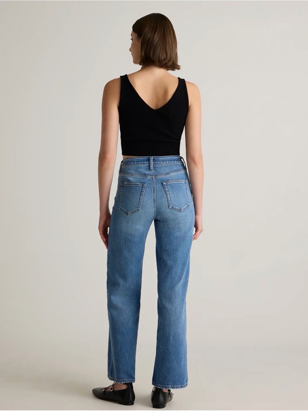 Quince Bella Stretch Relaxed Straight Leg Jeans - Atlantic Blue, Size 27 - Picture 4 of 10